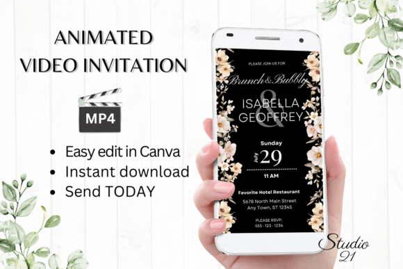 Boho Wedding Brunch Invite W9305: Effortless Digital Elegance