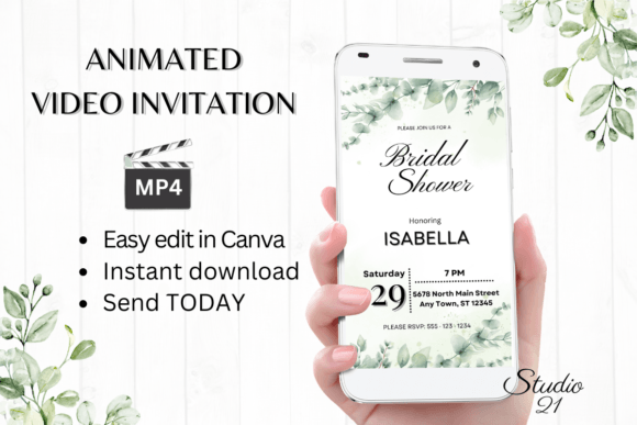 Classic Bridal Shower Invite W4402: A Modern Digital Template