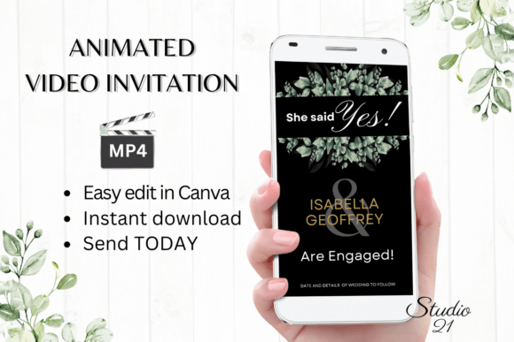 Classic Engagement Announcement W1407B: A Digital Template for Modern Celebrations