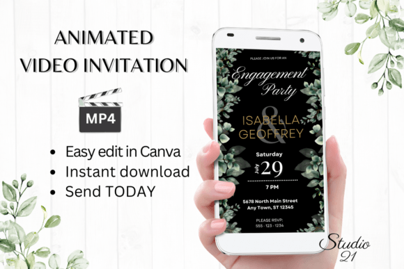 Classic Engagement Party Invite W1405: Elegant Digital Invitations
