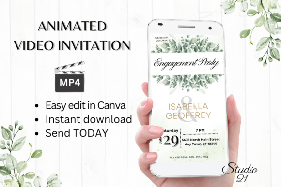 Classic Engagement Party Invite W1406: Modern Typography for Milestones