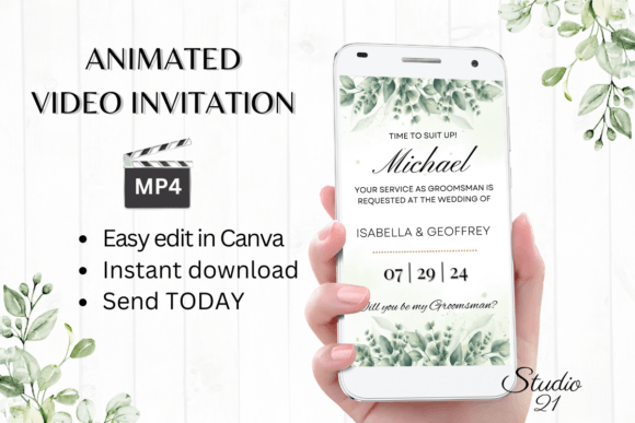 Classic Groomsman Proposal W3408GM: A Digital Invitation Template