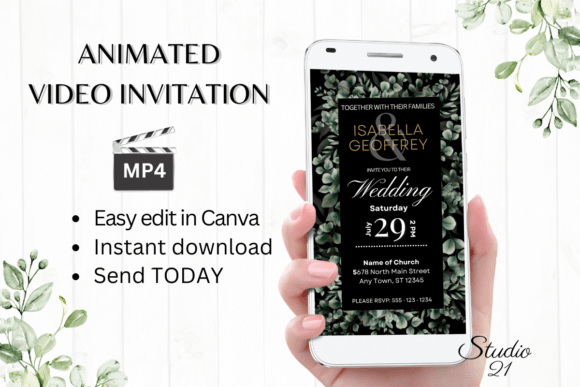 Classic Wedding Invitation W8401: A Digital Template for Modern Nuptials