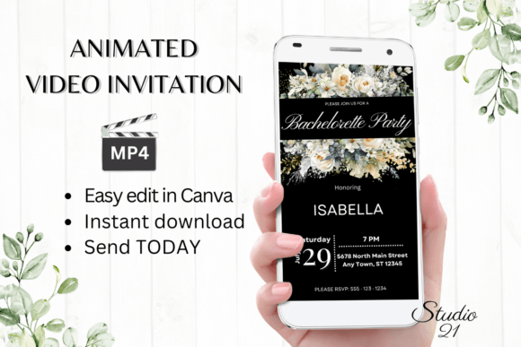 Digital Bachelorette Party Invite W6427: Instant Style