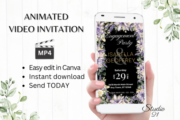 Digital Engagement Party Invite W1411: A Modern Animated Template