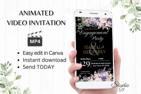 Digital Engagement Party Invite W1413: Set the Tone for Your Celebration