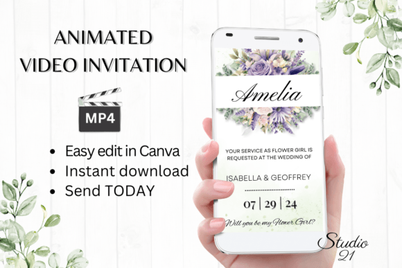 Digital Flower Girl Proposal W3416FG: A Modern Script for Digital Invitations