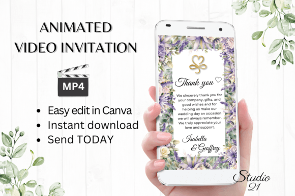 Digital Wedding Thank You W9410TU: A Modern Script for Gratitude