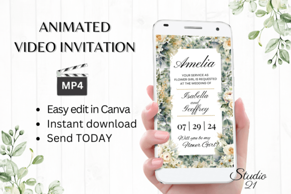 Electronic Flower Girl Proposal W3420FG: A Modern Script for Digital Invitations