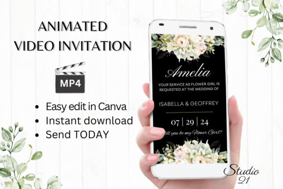 Electronic Flower Girl Proposal W3429FG: A Modern Script for Digital Invitations