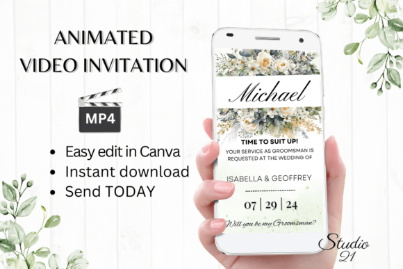 Electronic Groomsman Proposal W3426GM: A Modern Digital Invite