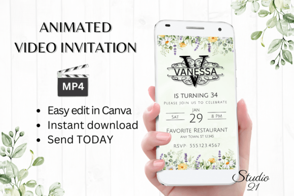 Electronic Invite (Monogram Letter V): Modern Animated Invitations
