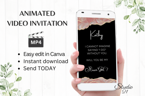Minimalist Flower Girl Proposal W3929FG: A Modern Script for Digital Invitations