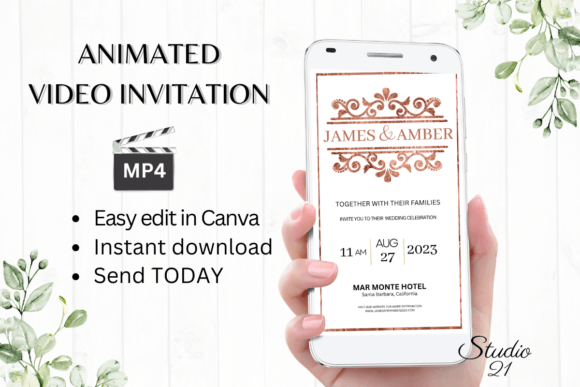 Minimalist Wedding Invitation W8926: A Modern Digital Template