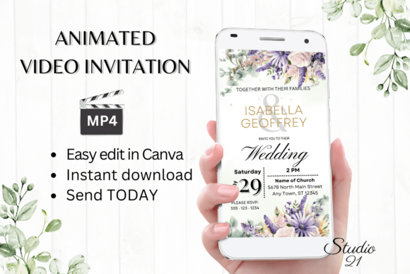 Modern Romance: Digital Wedding Invitation W8412